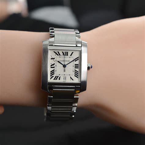 cartier stainless steel tank francaise.